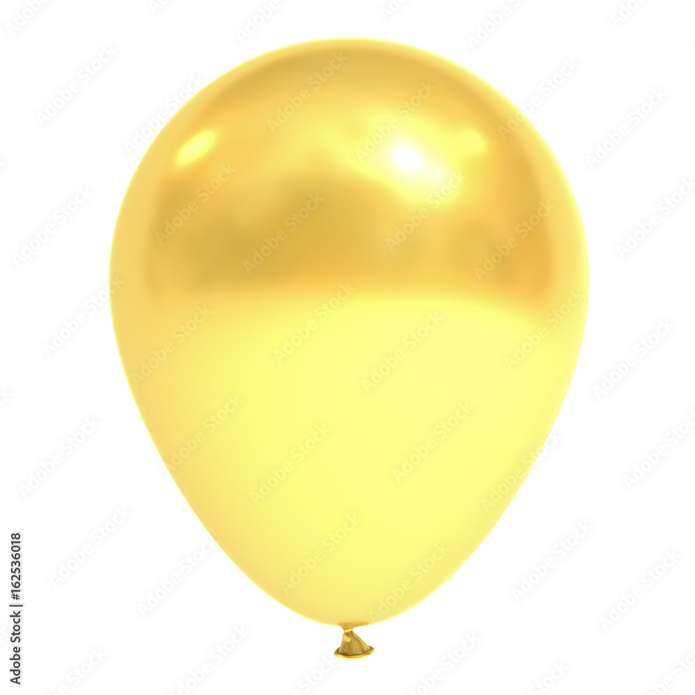 Golden balloon isolated over white background with reflection . 3D rendering. Golden balloon isolated over white background with reflection . 3D rendering.