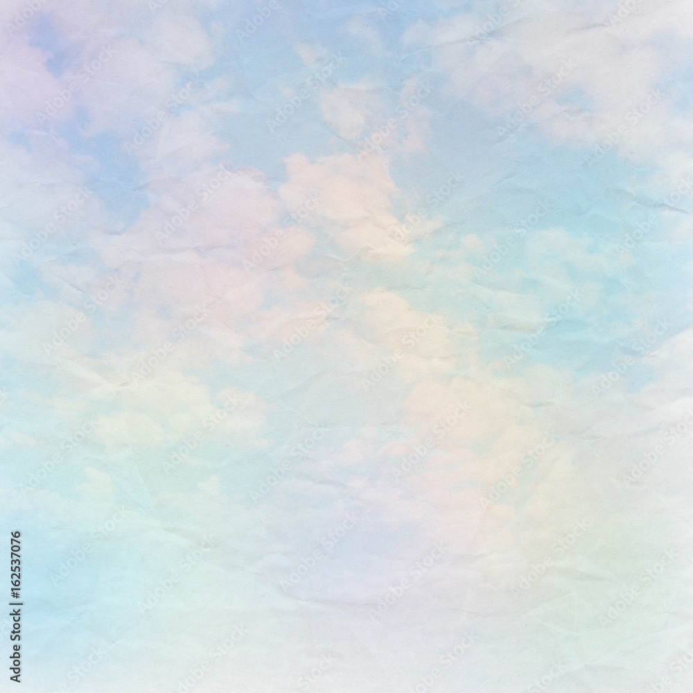 A soft sky on crumpled paper background