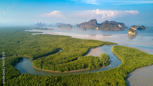 Aerial view of Phang Nga bay