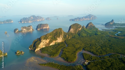 Aerial view of Phang Nga bay