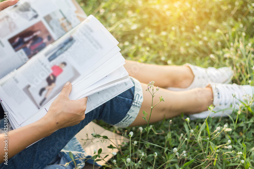 reading a magazine blur