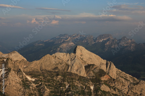 Wildhuser Schofberg and Drei Schwestern, mountains seen from Mount Santis. photo