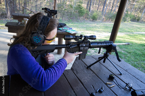 Teenager at shooting range