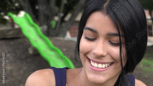 Youthful Colombian Girl With Eyes Closed