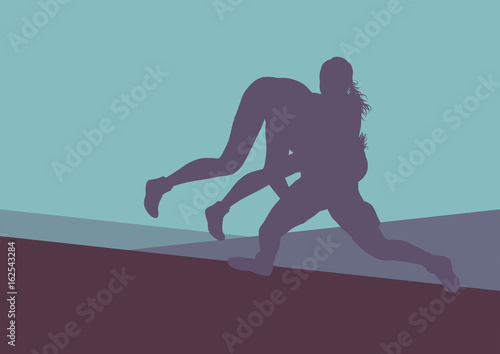Greek roman wrestling woman fight vector