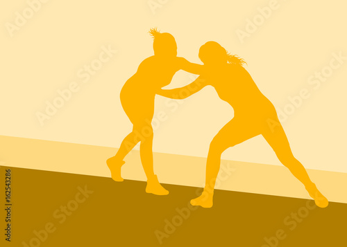Greek roman wrestling woman fight vector