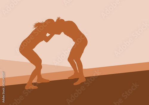 Greek roman wrestling woman fight vector