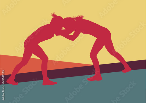 Greek roman wrestling woman fight vector