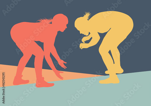 Greek roman wrestling woman fight vector