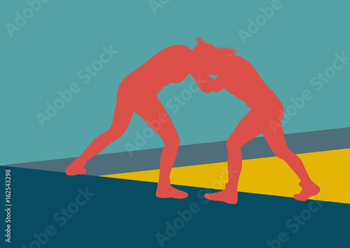 Greek roman wrestling woman fight vector