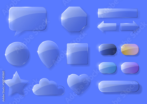 Set of glass icons