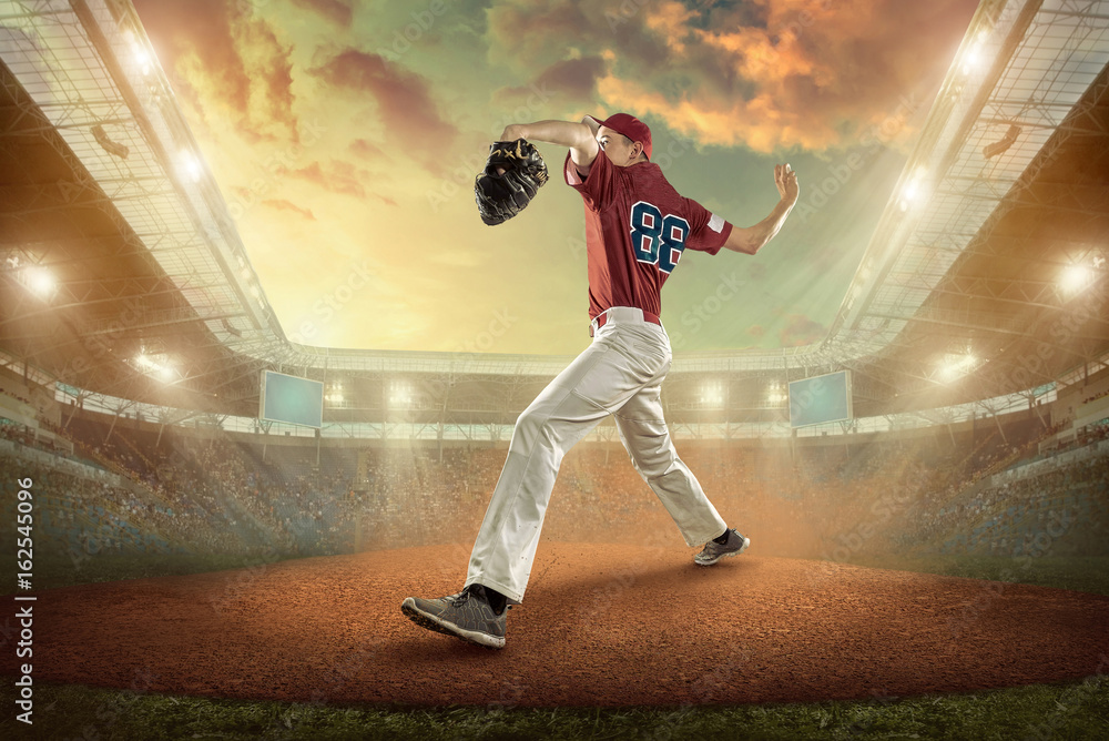 Baseball players in action on the stadium. Baseball players in action on the stadium.