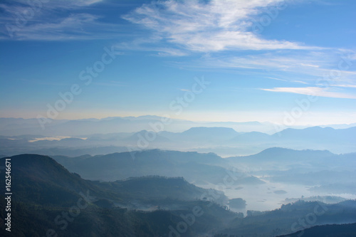 Foggy mountains in the morning. View from the Adam s Peak  Sri Lanka