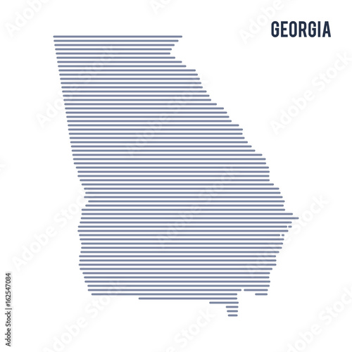 Vector abstract hatched map of State of Georgia with lines isolated on a white background.