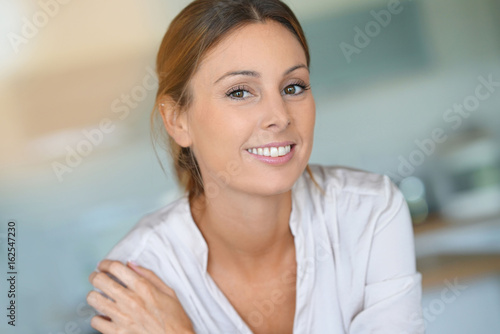 Portrait of beautiful woman relaxing at home