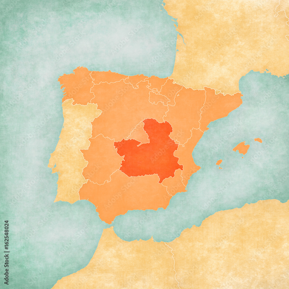 Map of Iberian Peninsula - Castilla-La Mancha Map of Iberian Peninsula - Castilla-La Mancha