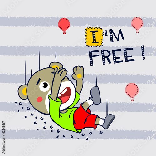 free fall between the air ballons. vector cartoon illustration