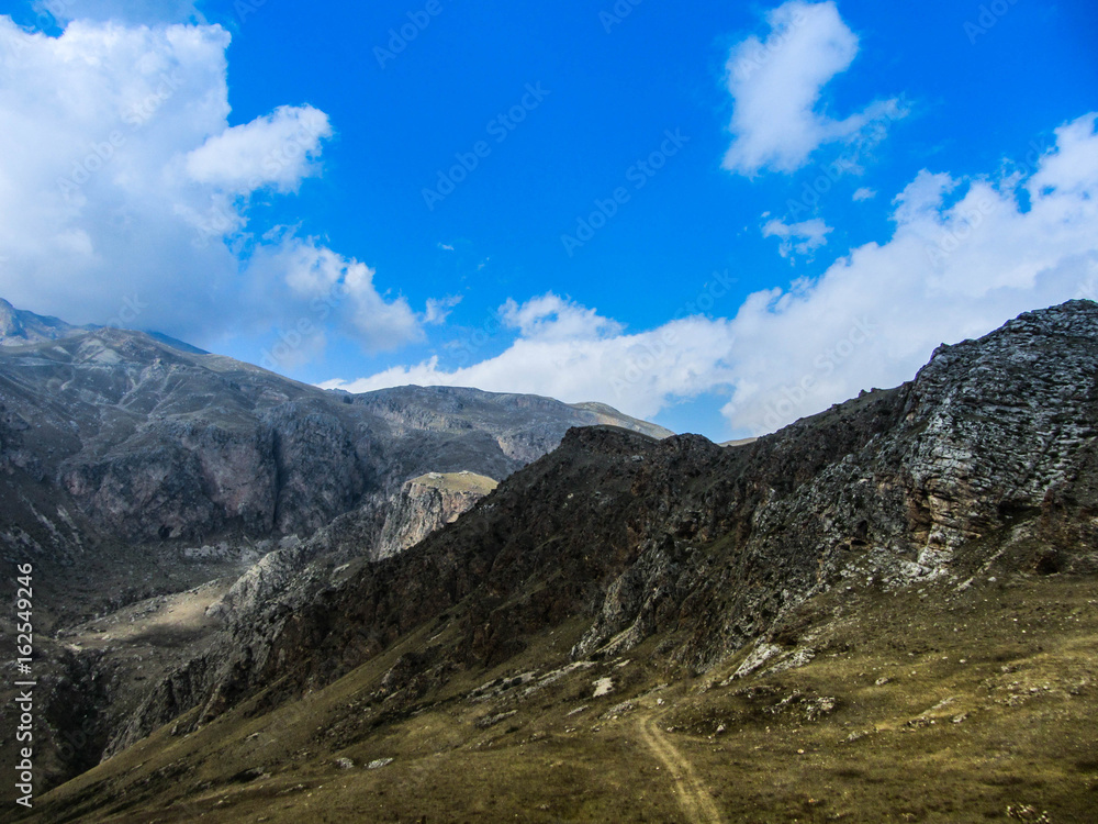 Mountain landscape in the Xinaliq area, Azerbaijan