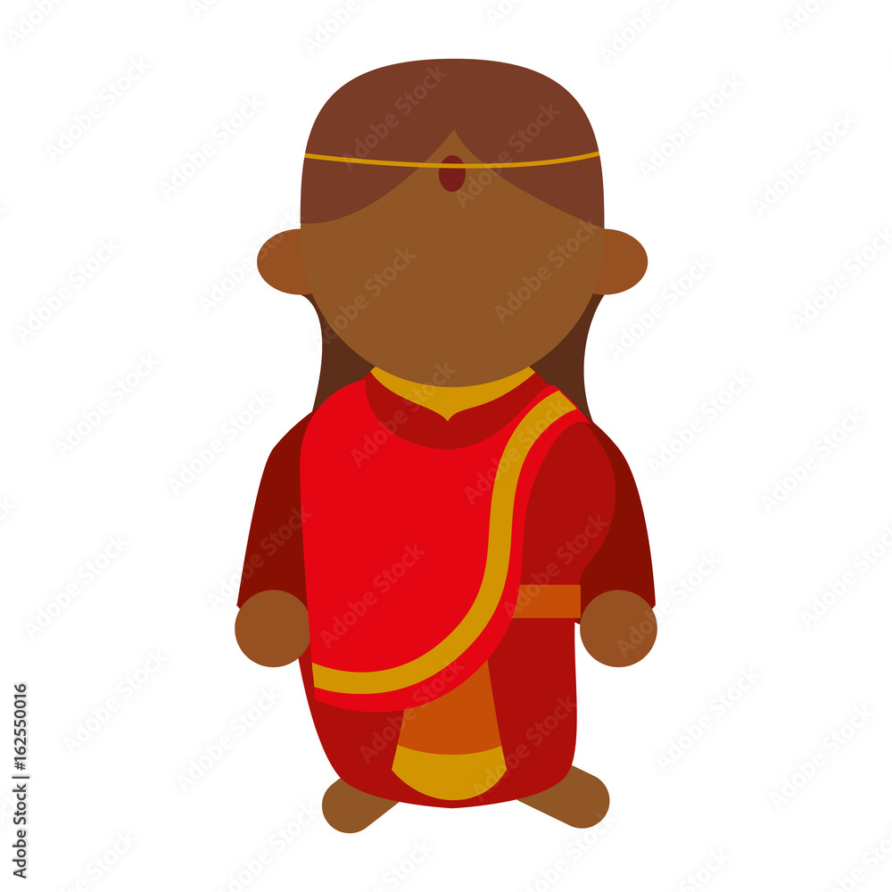 Naklejka premium Indian woman cartoon