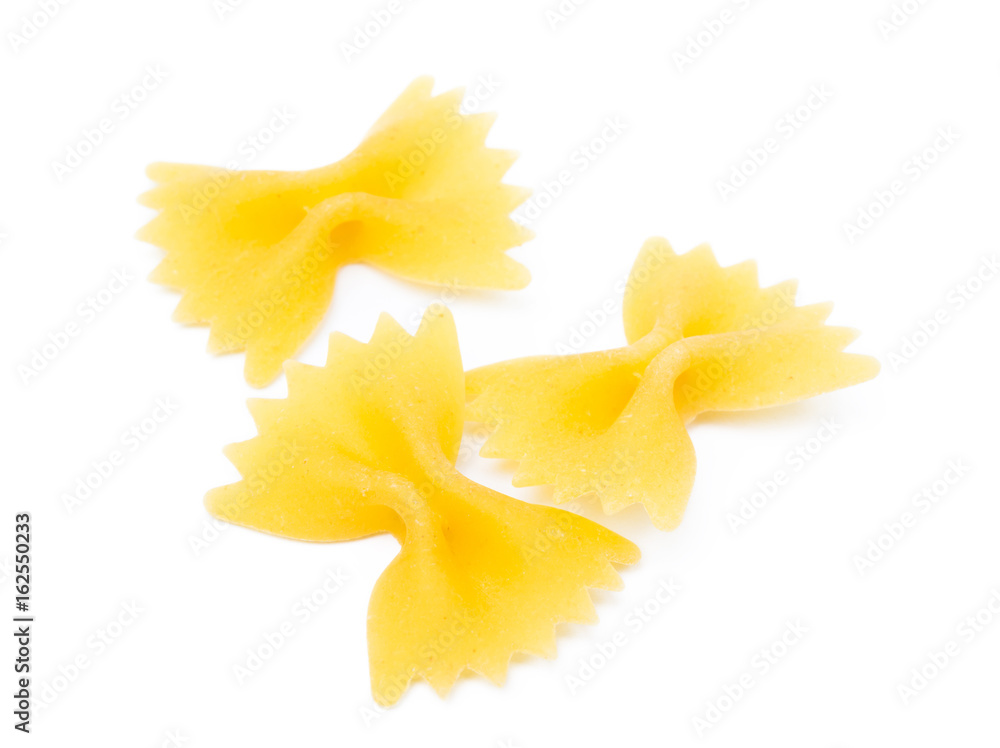Traditional farfalle pasta isolated on a white background Traditional farfalle pasta isolated on a white background