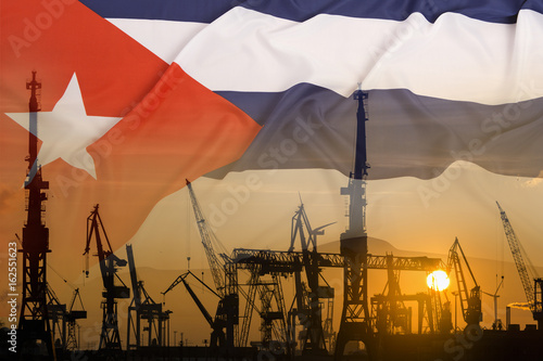 Wallpaper Mural Industrial concept with Cuba flag at sunset Torontodigital.ca