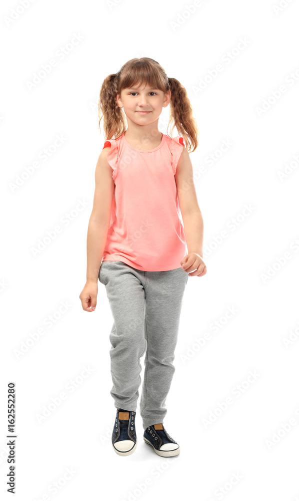 Cute funny girl on white background Cute funny girl on white background