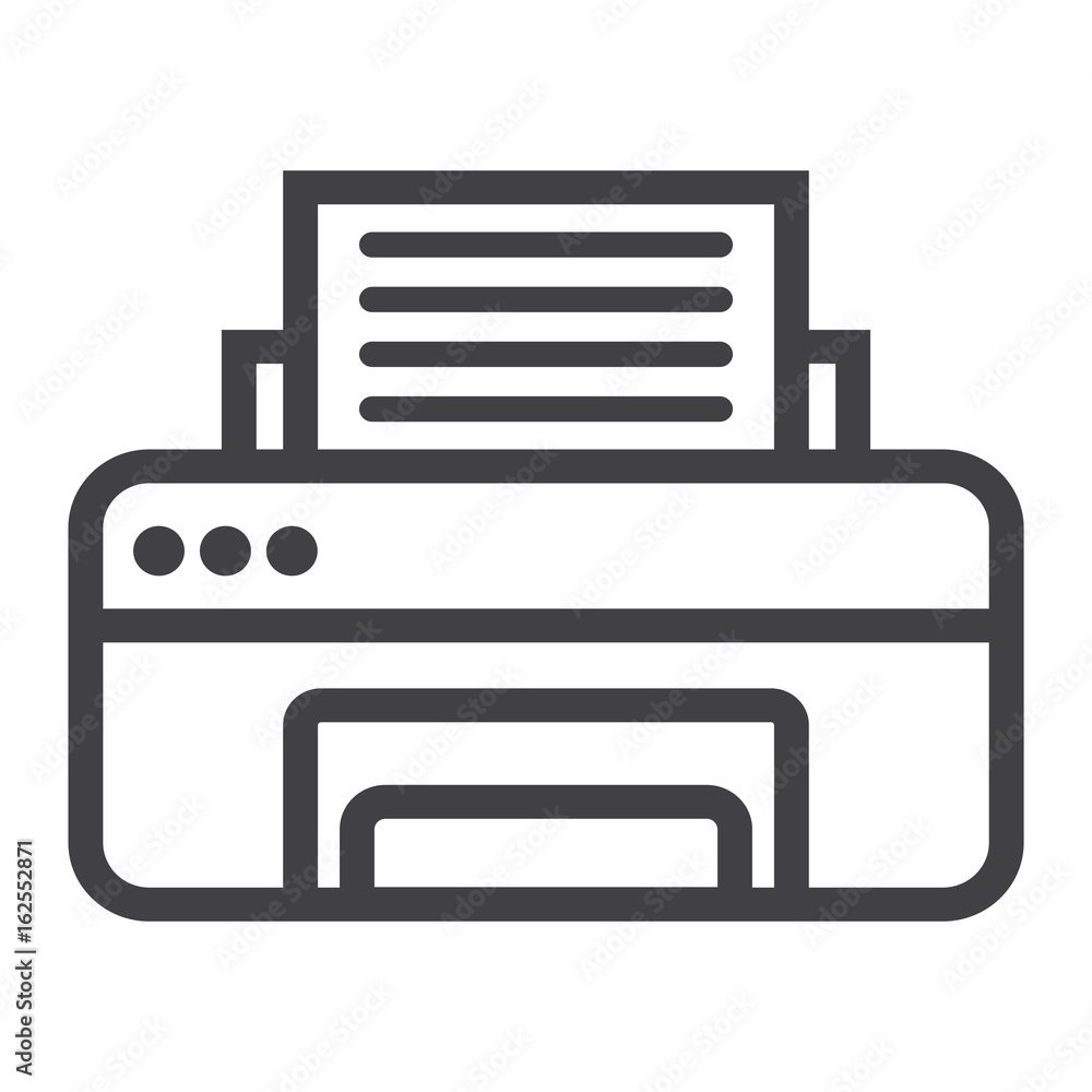 Printer line icon, fax and office, vector graphics, a linear pattern on a white background, eps 10. Printer line icon, fax and office, vector graphics, a linear pattern on a white background, eps 10.