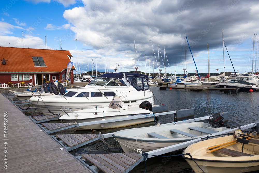 Fototapeta premium Yachts in the town Christisnsand, Norway. Western Norway, Scandinavia, Europe.