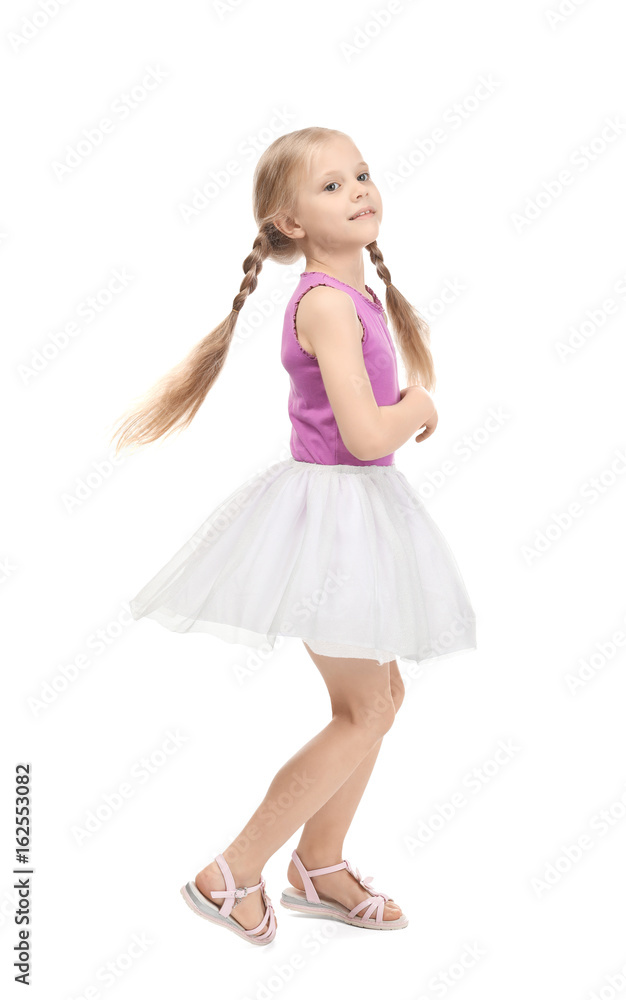 Cute active girl on white background Cute active girl on white background