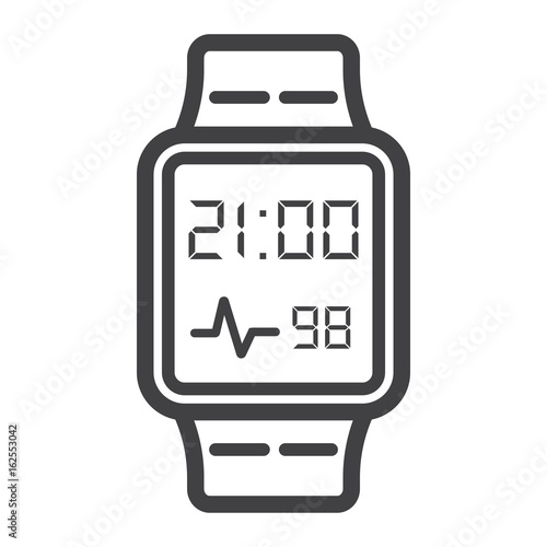 Smart watch line icon, gadget and device, vector graphics, a linear pattern on a white background, eps 10.