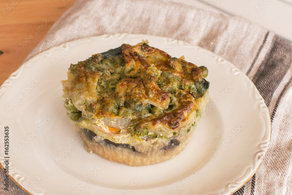 Round vegetable timbale.