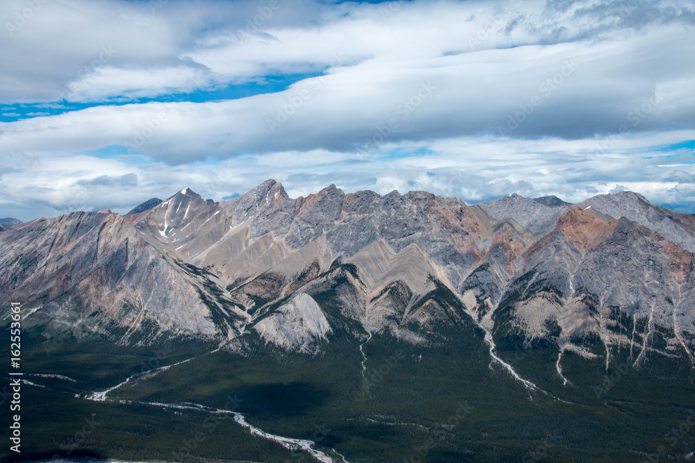 Helicopter above Jasper National Park, Canada