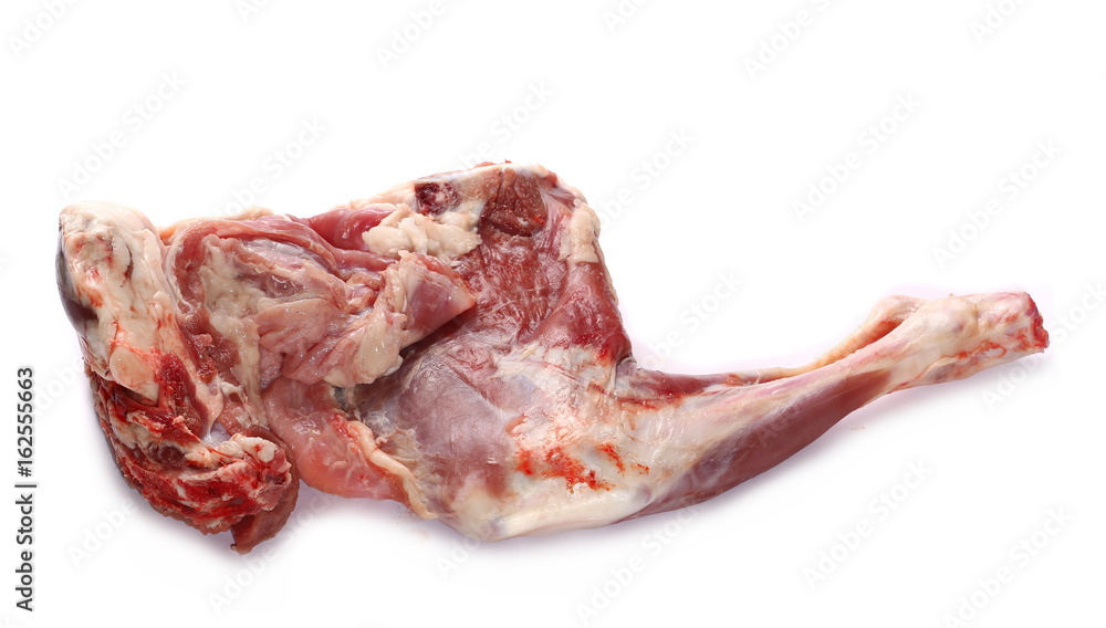 Fresh raw young goat meat isolated on white background