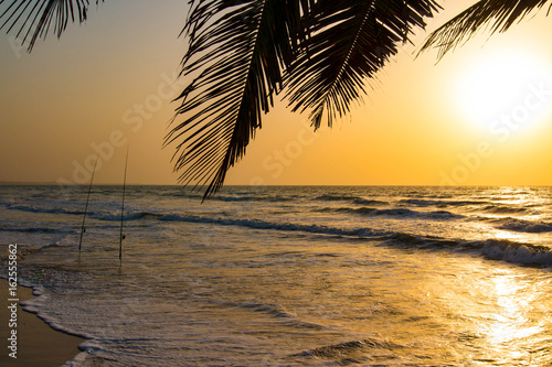 Shore angling and fishing on the beach in the Gambia, West Africa