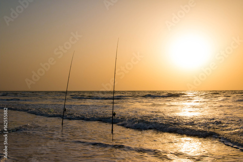 Shore angling and fishing on the beach in the Gambia, West Africa © evenfh
