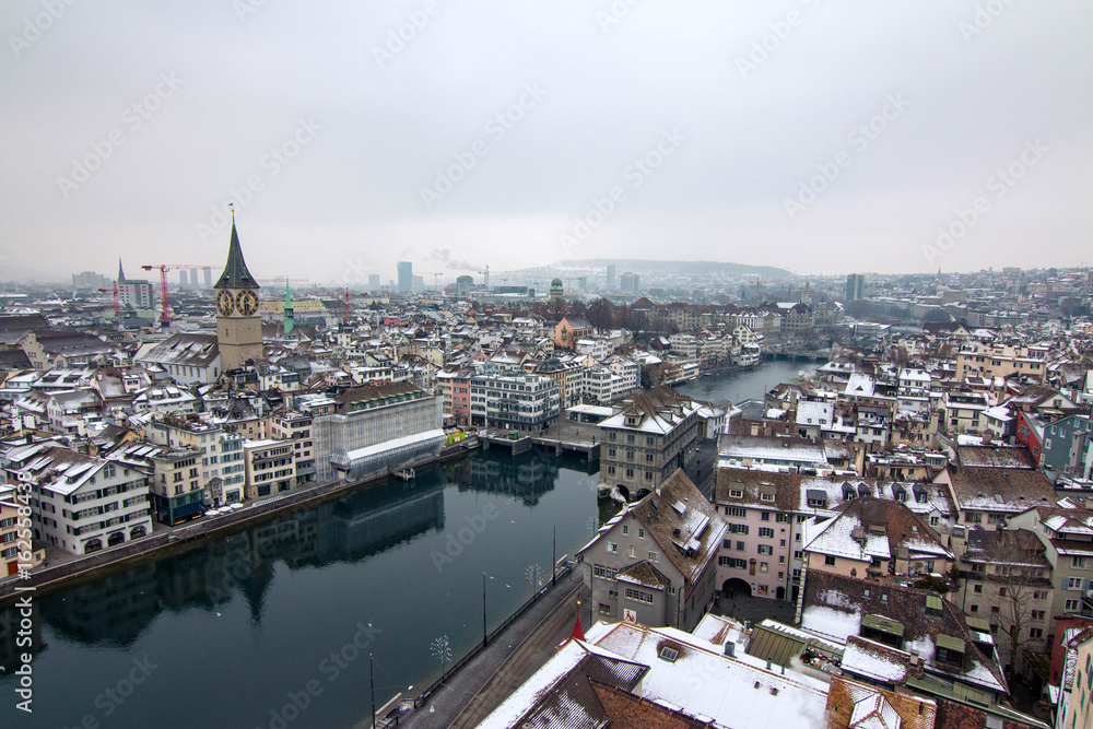 Zurich skyline during winter, Switzerland