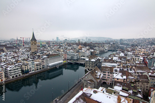 Zurich skyline during winter  Switzerland