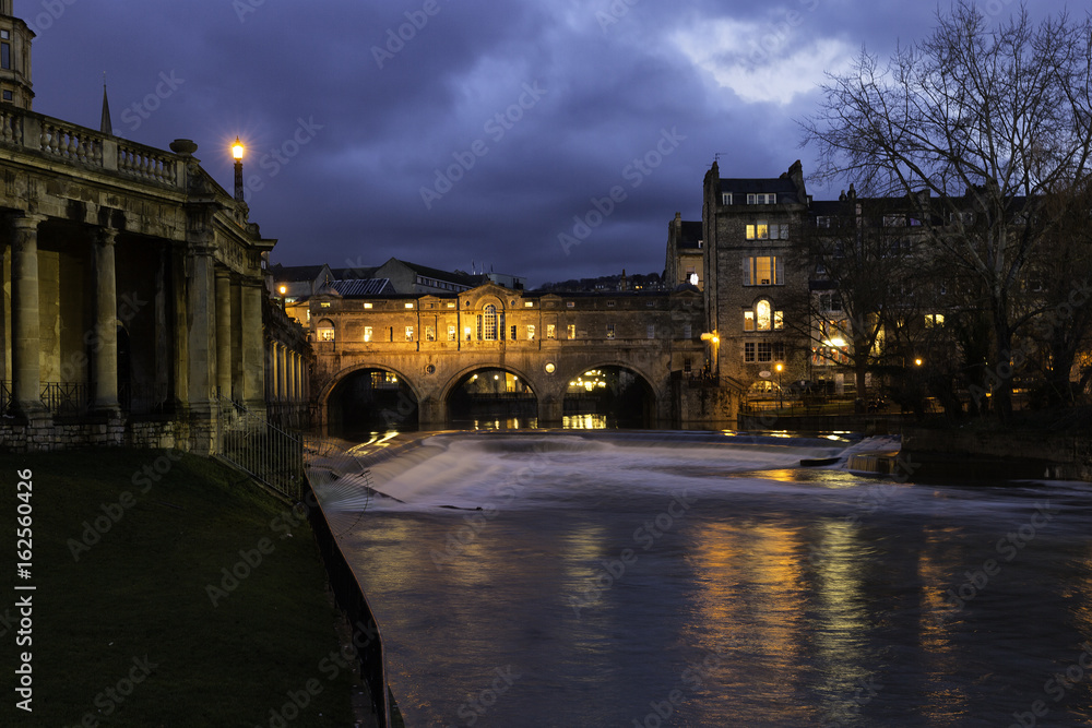 Bath on River Avon at night