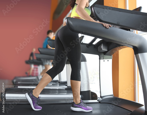 Sporty young woman training...