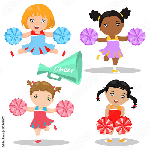 Vector illustration of fans. Cheerleader vector cartoon illustration