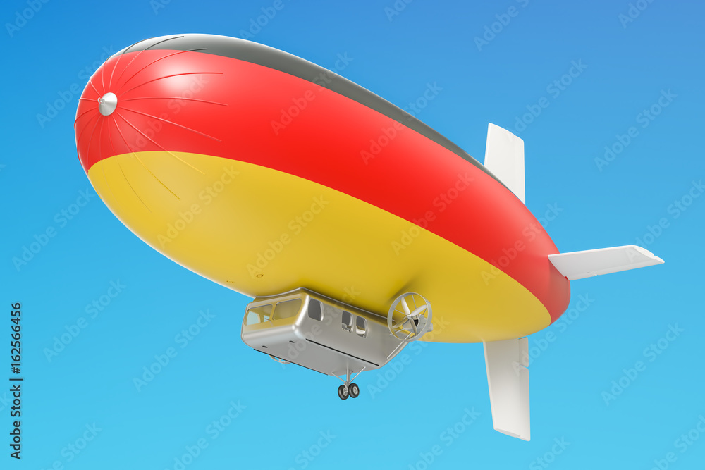 Fototapeta premium Airship or dirigible balloon with German flag, 3D rendering