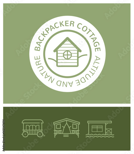 logo, identité, randonnée, trekking, backpacker cottage, refuge, montagne, hôtel, chambre d'hôte