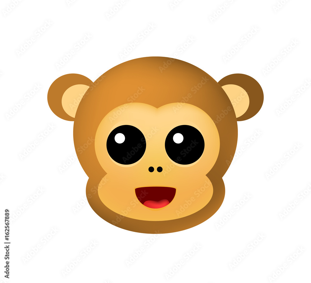 Monkey Emoticon on White Background. Isolated Vector Illustration Monkey Emoticon on White Background. Isolated Vector Illustration