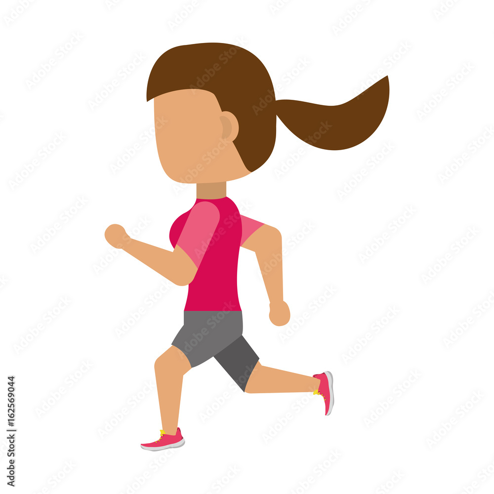 Woman running cartoon