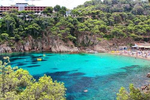Crystal waters close to the beautiful beach of Aiguablava in Begur village, Mediterranean sea, Catalonia, Spain.