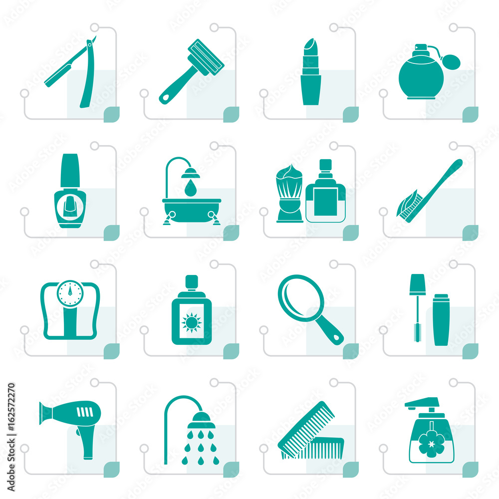 Stylized body care and cosmetics icons - vector icon set Stylized body care and cosmetics icons - vector icon set