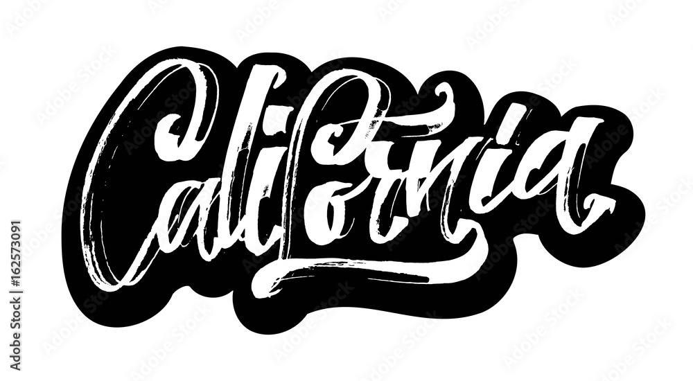 California. Sticker. Modern Calligraphy Hand Lettering for Serigraphy Print