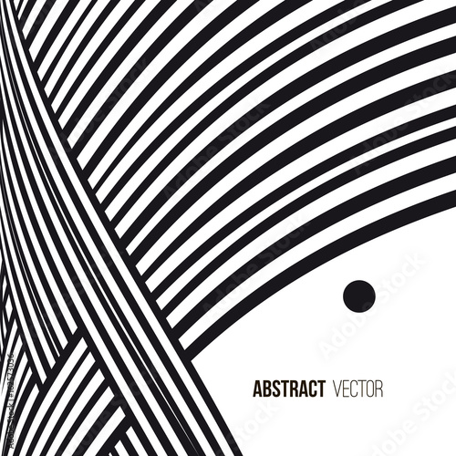 Abstract background. Black and white curve lines with frame for message.