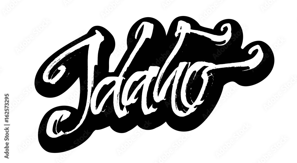 Idaho. Sticker. Modern Calligraphy Hand Lettering for Serigraphy Print Idaho. Sticker. Modern Calligraphy Hand Lettering for Serigraphy Print