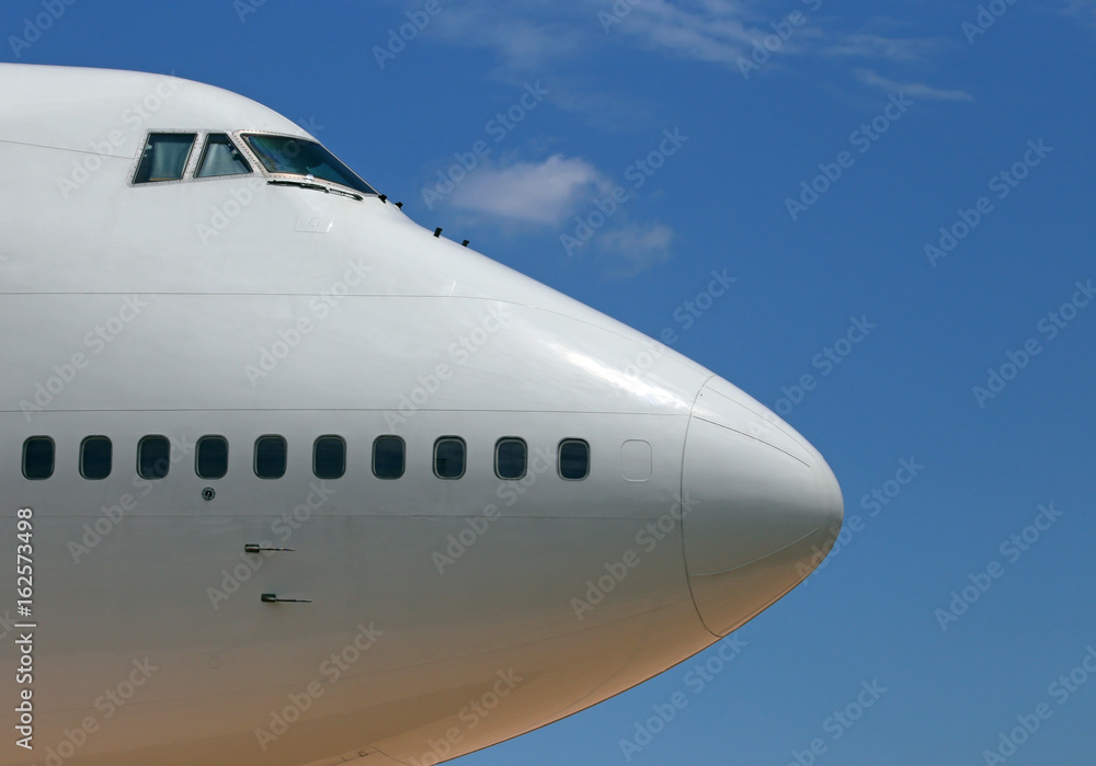 The nose of a jumbo jet.